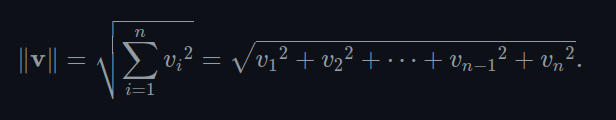 Magnitude formula for arbitrary vector