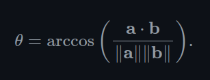Dot product angle